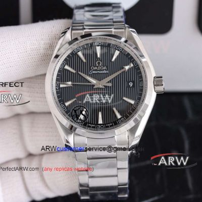 VS Factory Super Clone Omega Aqua Terra Black Dial Stainless Steel Watch 